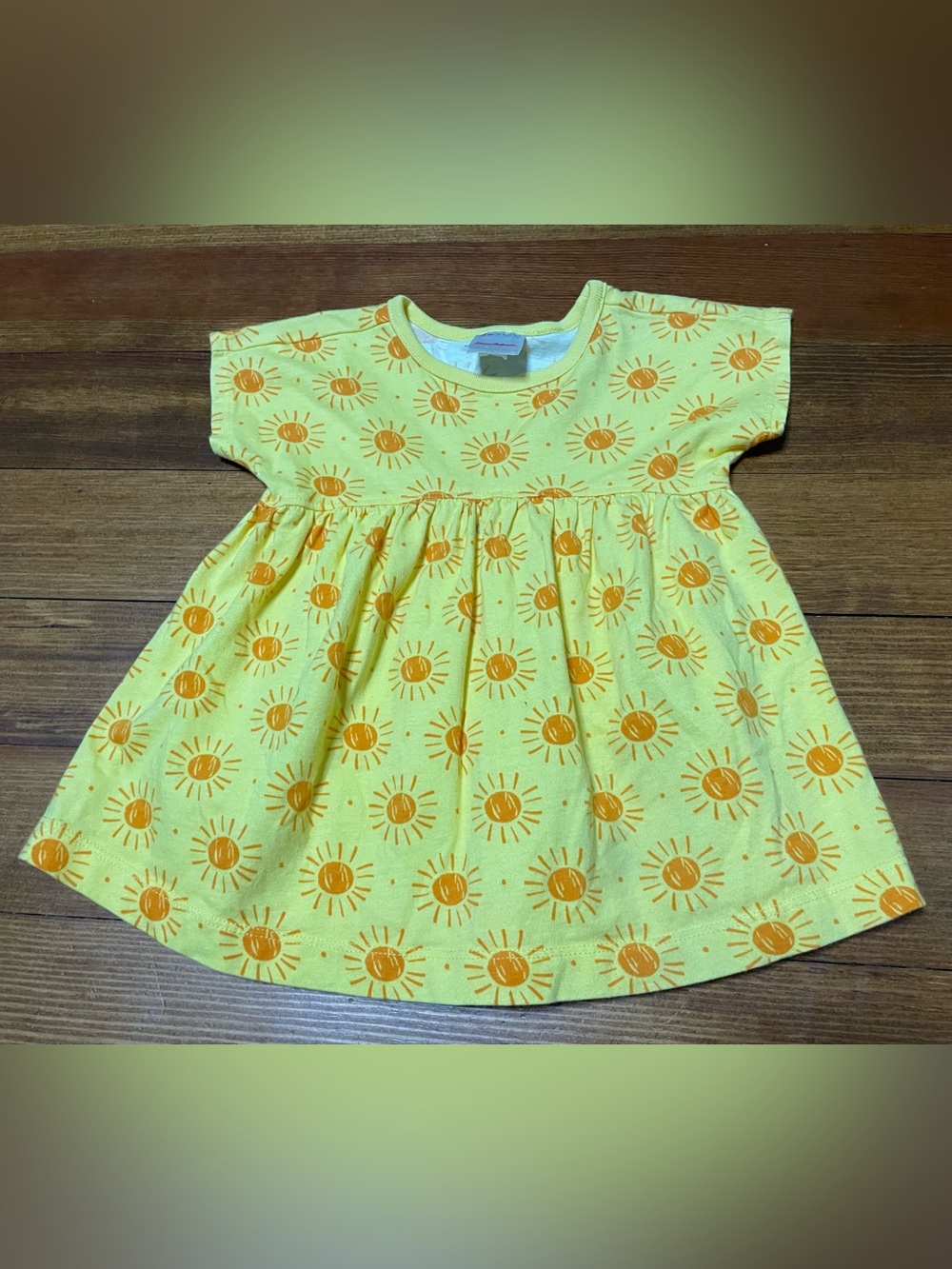 Hanna Andersson Yellow Cotton Dress with Orange Sun Print Size 70 cm 6-12 Months
